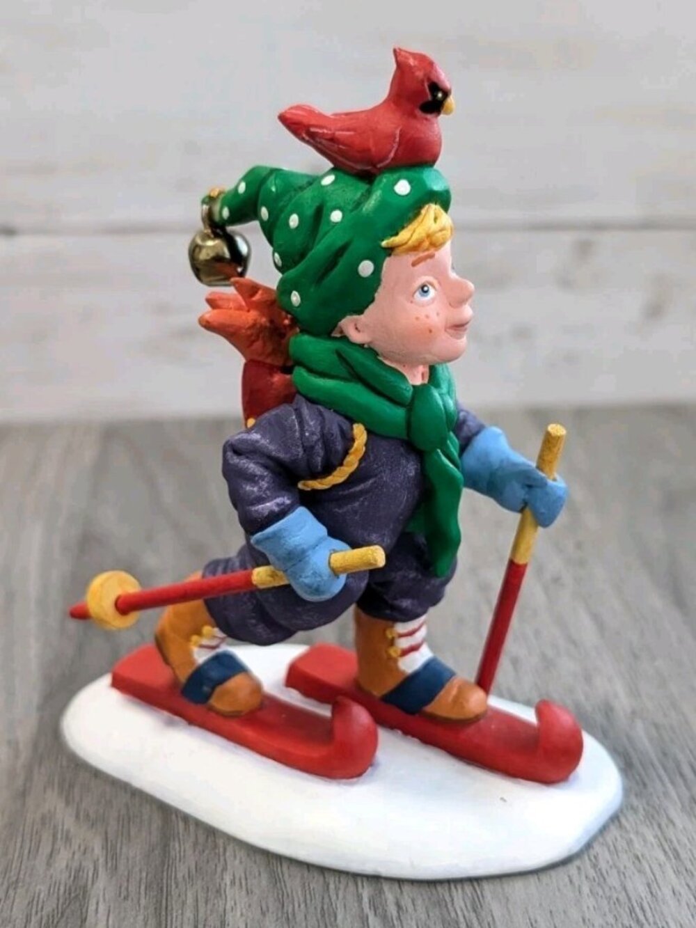 Department 56 vintage christmas Steven Skis On New Fallen Snow holiday decor
